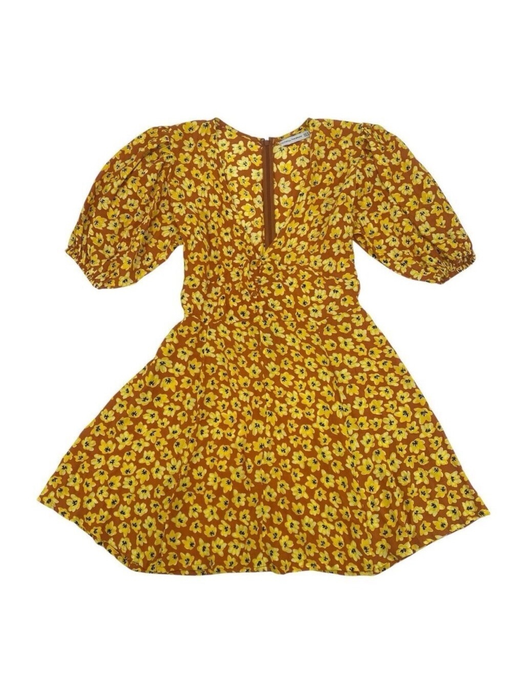 FAITHFULL THE BRAND Small Ilia Thelma Floral Tie Back Dress Saffron